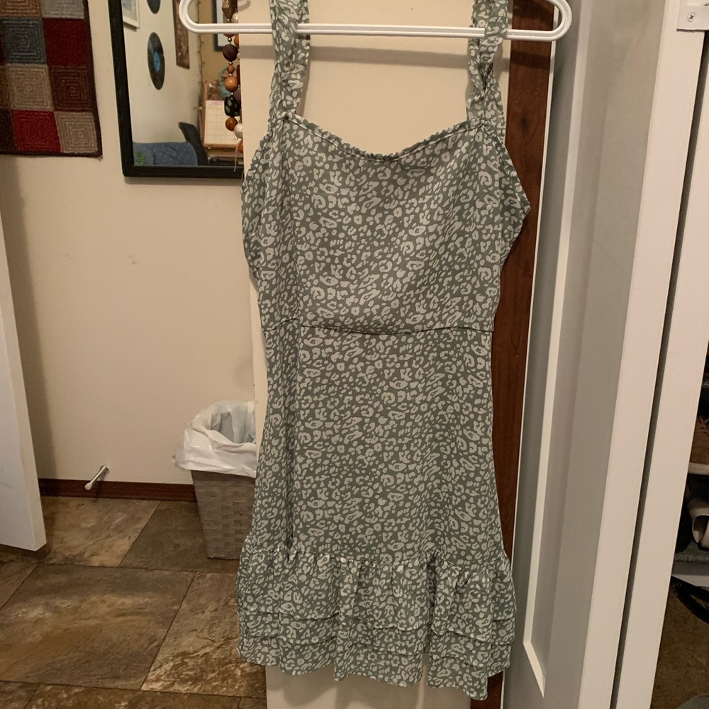 Altar'd State Green and White Patterned Dress